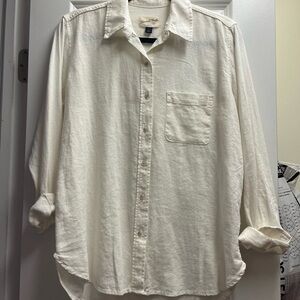 Women’s Relaxed Cream Linen Button Down Shirt